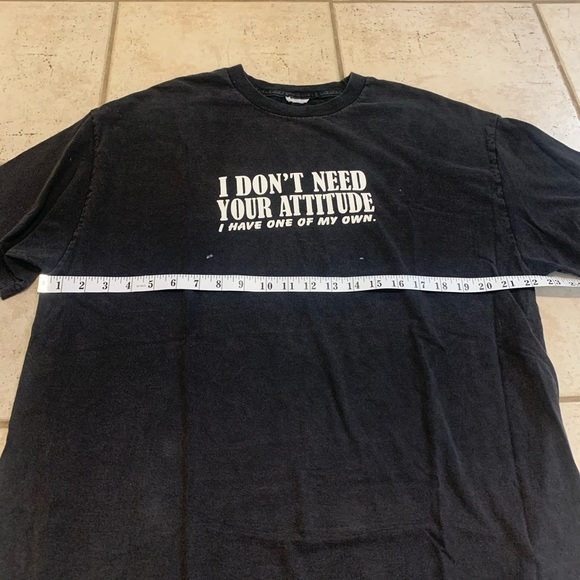VINTAGE "I Don't Need Your Attitude" Black Graphic Tee - Mens/Unisex Large - Picture 3 of 5